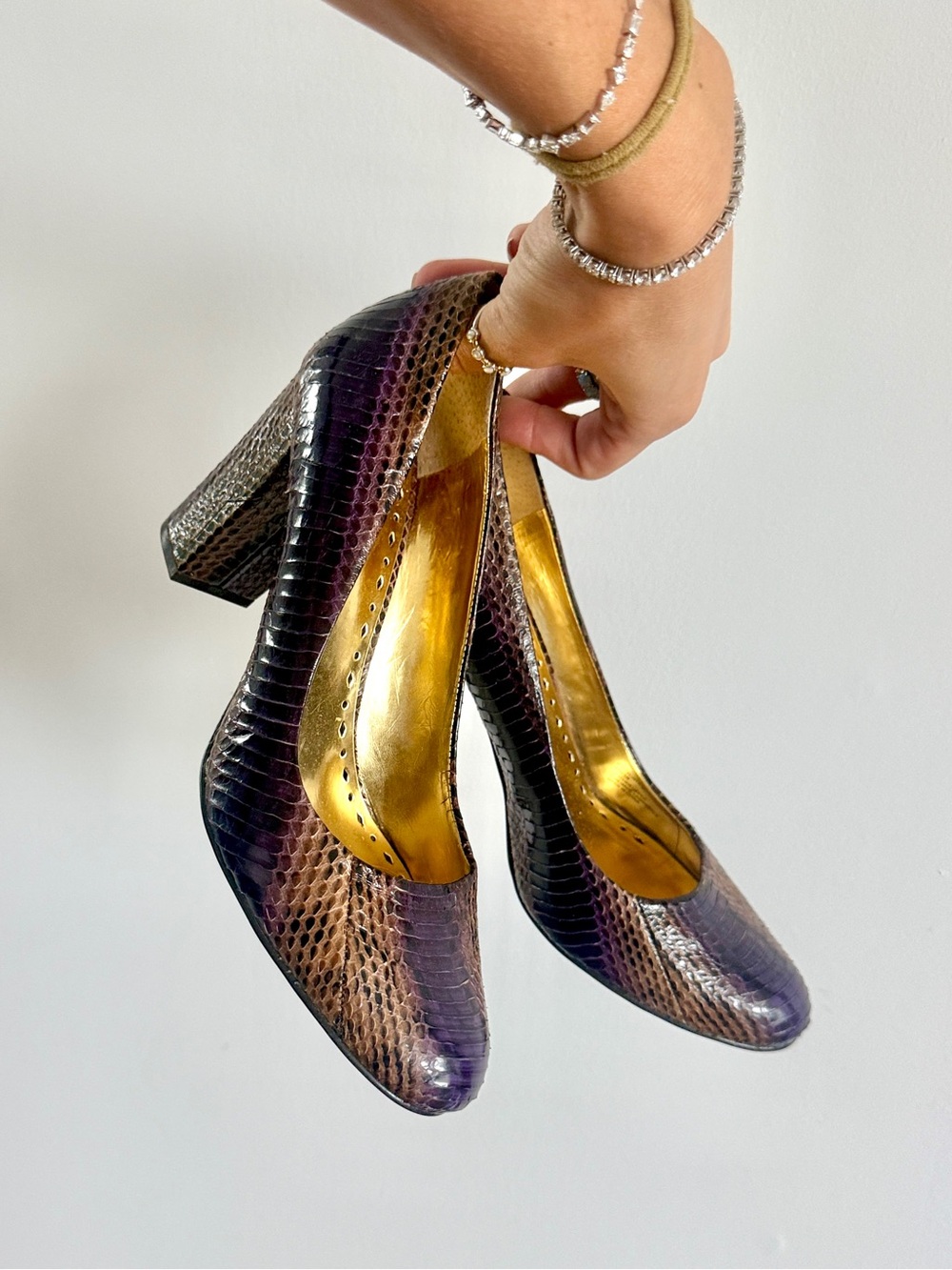 100% leather Genuine snakeskin snake leather reptile platform Calvin Klein Leon